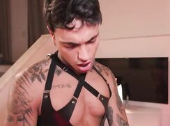 Big Cock Hunk With Black Web Stockings Gets Raw Fuck