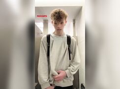 Blond Teen Plays In School Toilet, Leaving Precum On His Clothes porn