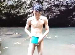 Boy having fun in the river