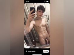 Hot big dick black haired guy in bed