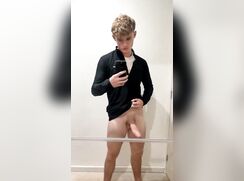 cute blonde caresed dick selfie