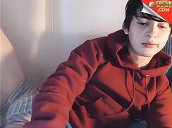 Red Hoodie Hotties College Student Uncut wanks and cums on his Jacket - AI Enhanced