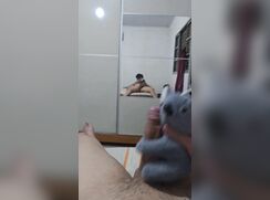 Playing with bro's plush