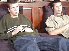 2 straight identical twins wank together and cums