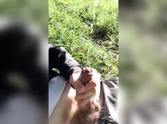 brit boy cums in park