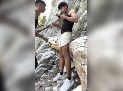 during a walk we suck and fuck