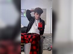 Black Leather Jacket Dark Hair Dude Wanks his Hung Cock off - AI Enhanced