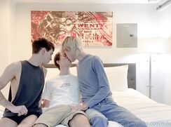 A couple of guys invite a friend to join them