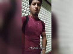 Jose after dark jerking off outside