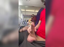 HOT BOY BEATING HIS BIG DICK IN FLIGHT