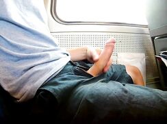 Exhibitionnist risky jerk off on a train, heavy cumshot all over my self! - 10-14-25