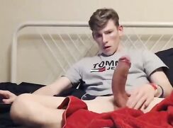 He Milks His BWC and Cums on Red Towel 210