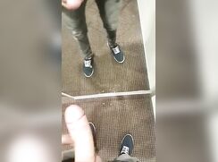 Cumshot in clothing store