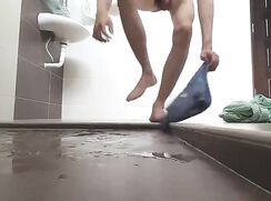 Two cumshots on bathrooms floor - 10-16-25