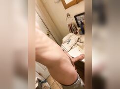 Guy shows dick in bathroom