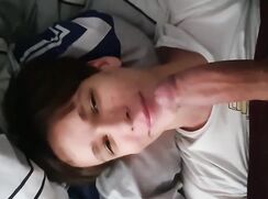 Teen swallows cock and cum