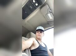 Cumming on the steering wheel