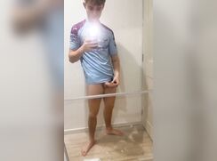 Big dick dude in blue shirt