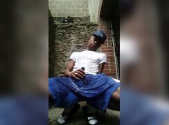 Black twink pisses on himself