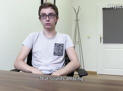 UDL- Skinny Nerdy twink takes pay for gay