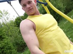 Hot muscle czech boy Bruce Harrelson flexing his muscles