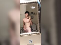 Hot guy jeking off with girl at rest room