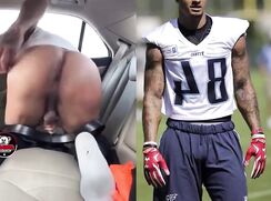 Professional American footballer showing ass