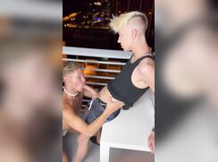Blond Twink Deepthroated On Hotel Balcony