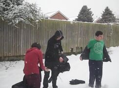 English boys, nearly, naked in the snow