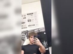 cute curly blonde showing his big dick