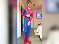 Gio and his big dick in Spiderman costume