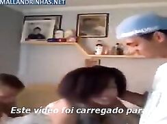 Brunette in an Orgy - Amateur