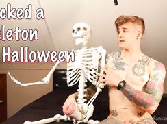 cute jhon fucking a skeleton for halloween