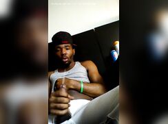 Hot black guy wanks and cums