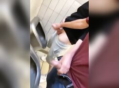 Twinks Jerking together at public toilet