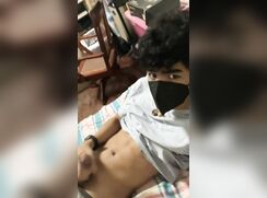 Cute Asian squirts cum on his face