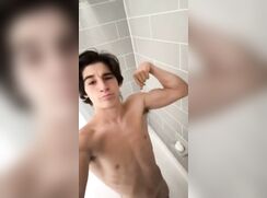 cute fit brunete after shower cumming bate