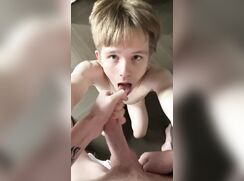 Blonde Boy gets a facial.