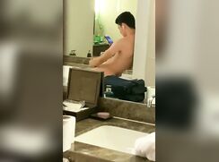 Caught jerking-off in the hotel bathroom, didn’t hear me come home