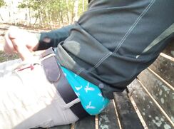 Jerking-off at the park, interrupted