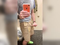 Cumming in his shoes in a fitting room