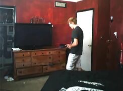 Spy-cam Ginger Bro is caught wanking off - AI Enhanced