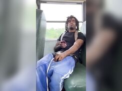 Dude cums all over bus seats