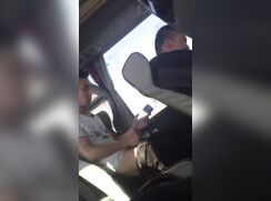 Guy jerking off on public bus and cumming in water bottle - 11-11-25