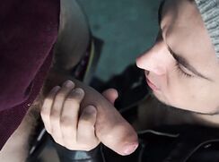 Biker Sucks my Big Dick in the Stairwell