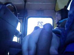 Exhibitionist Jerks Uncut Cock On Bus