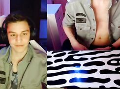 German guy in army jacket is masturbating with his GF