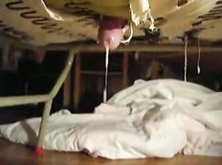 Precum Drooling Cock Poked Through Mattress