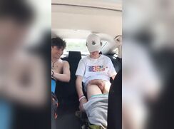 cutes friemd getting fun in a car