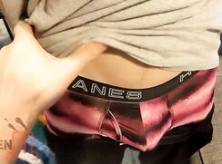 Skaden sucks a boy in a pink boxer